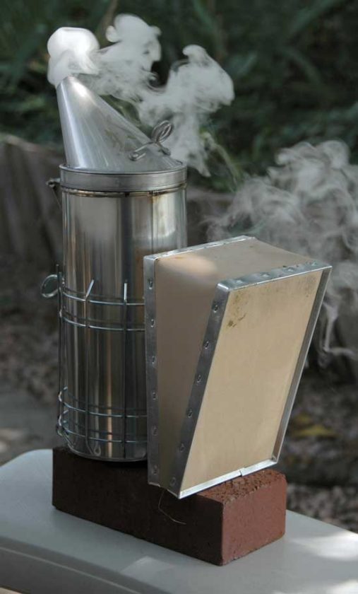 
Using a smoker can help calm bees for routine hive maintenance procedures. If your bees seem more agitated than usual, there may be a problem that needs to be investigated.
